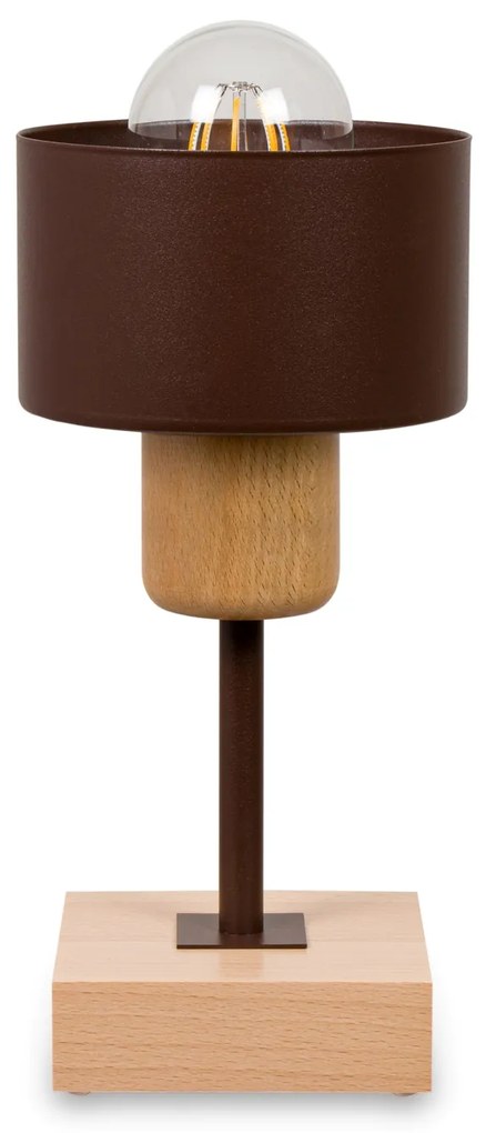 Lampka nocna stołowa DTI-BR10x10BU buk brązowa 1xE27