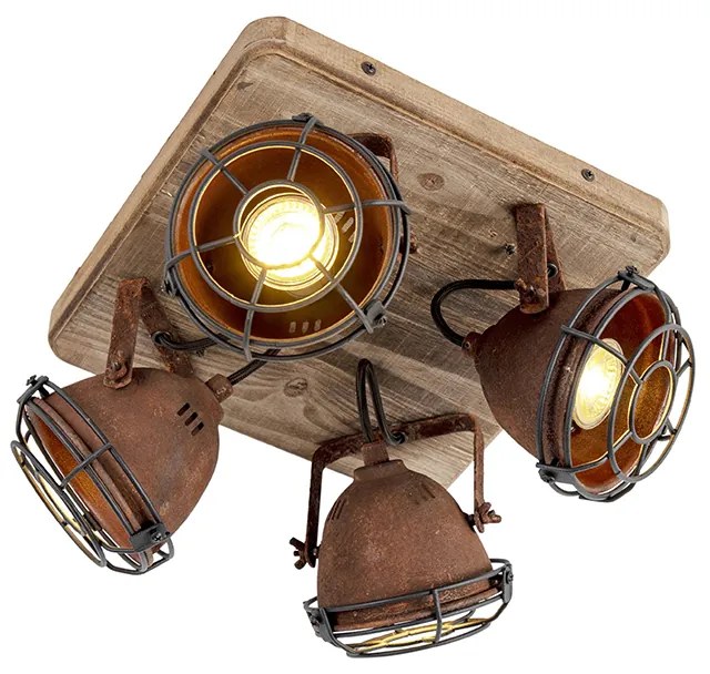 Inteligentny reflektor rdzawy brąz z drewnem z 4 WiFi GU10 - Gina