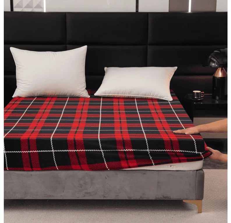 PrzytulneMieszkanie.pl Prześcieradło z mikropluszu ALBURY 90x200 cm czerwone