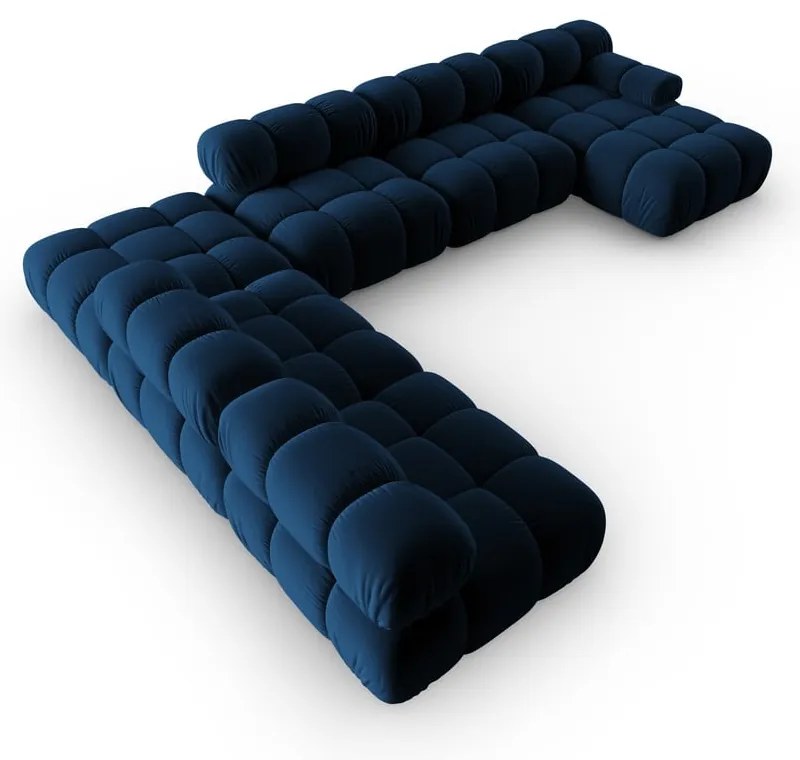 Niebieska aksamitna sofa 379 cm Bellis – Micadoni Home