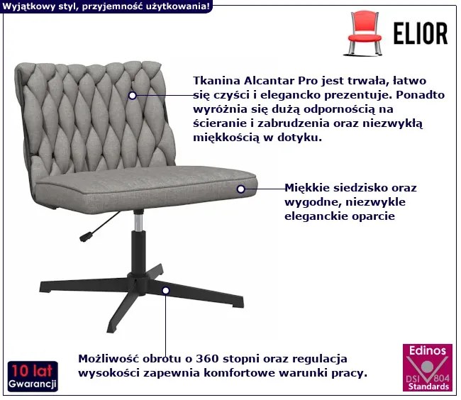 Fotel do biurka glamour jasnoszary - Metropolix