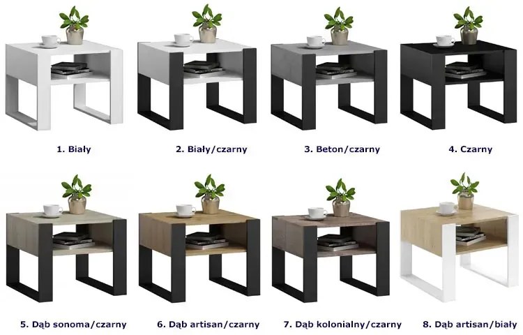 Skandynawski stolik kawowy z półką Neros - dąb artisan+biały Izos 6X