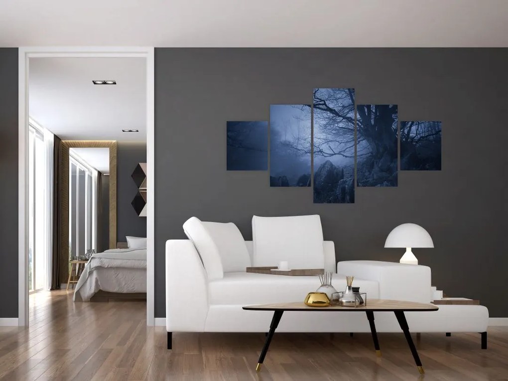 Obraz ciemnego lasu (125x70 cm)