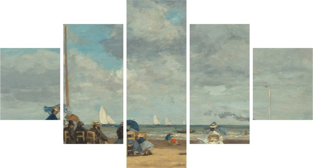 Obraz - Eugène Boudin, Beach at Trouville, reprodukcje (125x70 cm)