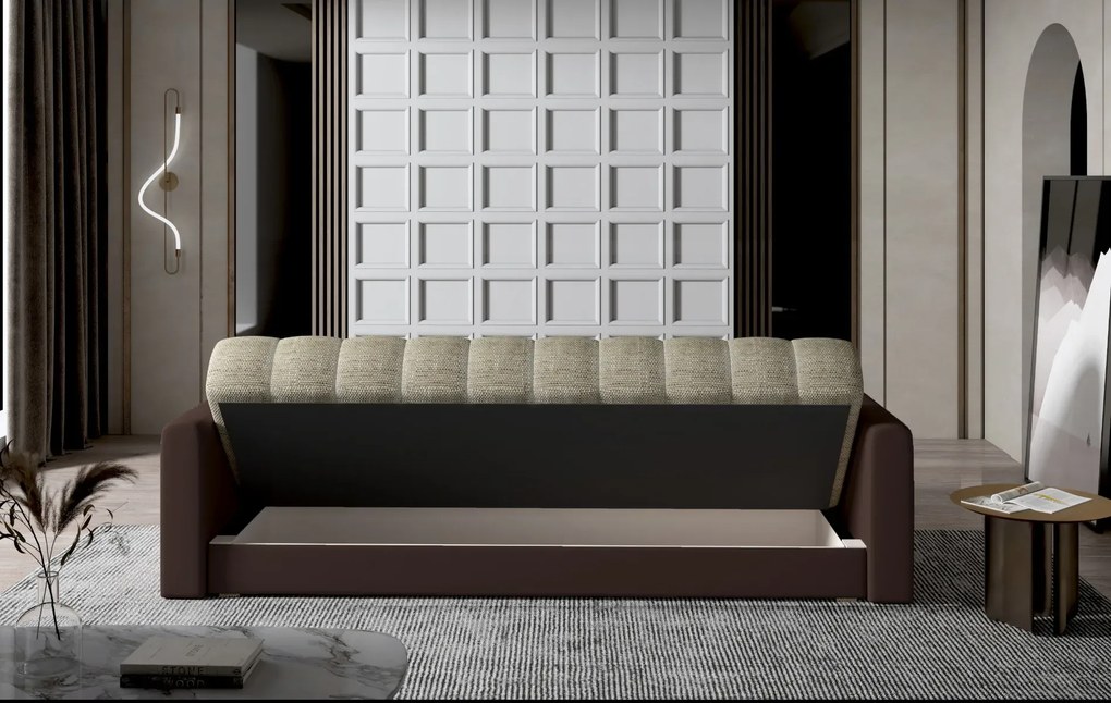 Sofa rozkładana z funkcją spania GARETT VELVET beżowa/szara ELTAP
