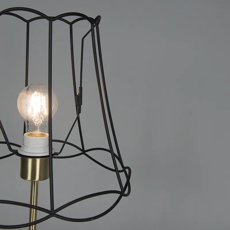 Lampa stołowa Retro z mosiężną ramą babci czarna 30 cm - Kaso Retro Oswietlenie wewnetrzne