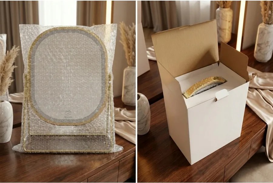 Lusterko Do Makijażu PREMIUM Kosmetyczne POŁYSK Metalowe PODŚWIETLANE LED