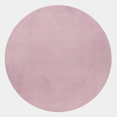 Dywan pluszowy Pouffy pudrowy róż koło 120 cm x 120 cm