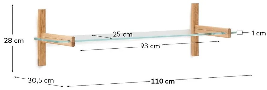 Szklany modułowy system półek w naturalnym kolorze 110x28x30,5 cm Sitra – Kave Home
