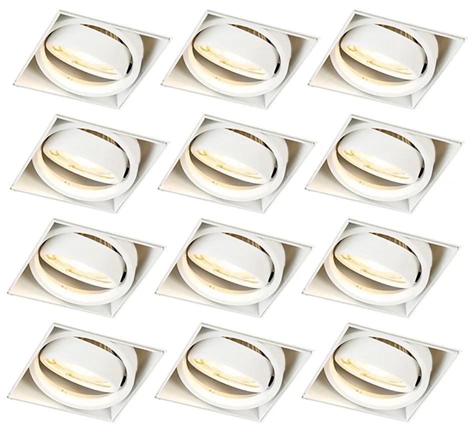 Zestaw 12 wpuszczanych reflektorów biały GU10 pochylane bez obramowania - Oneon