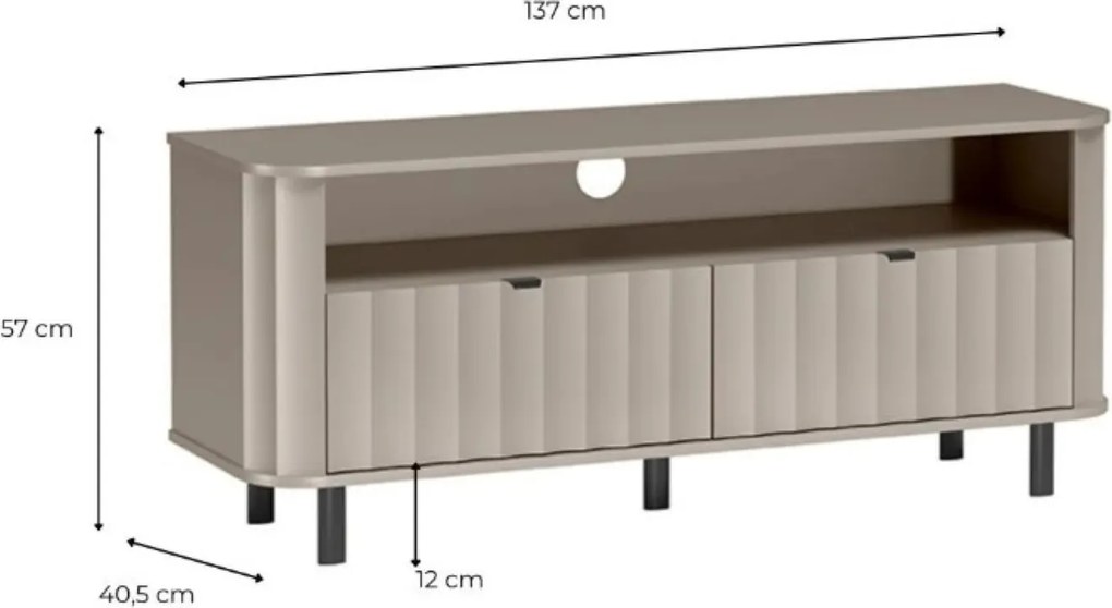 Szafka RTV stojąca MODERNO 137 cm do Salonu pod Telewizor - Odcienie beżu