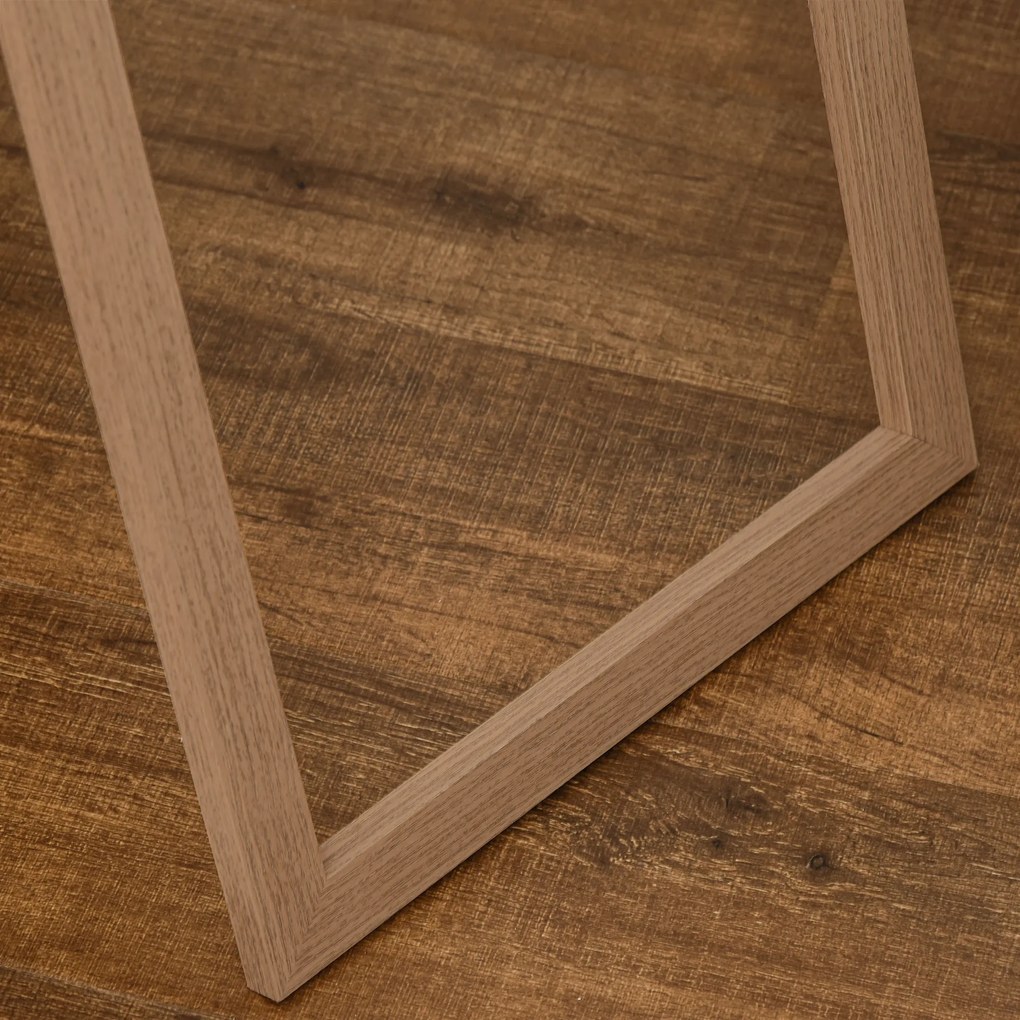 HOMCOM Lusterko Stojące Pełnowymiarowe Srebrne z Jasnobrązową Ramą Eleganckie do Sypialni i Garderoby | Aosom PL