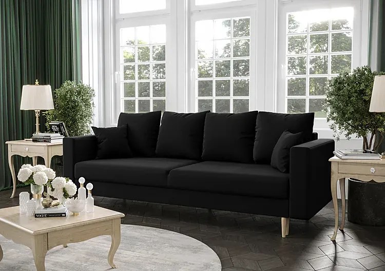 Czarna welurowa sofa rozkładana M8-P88