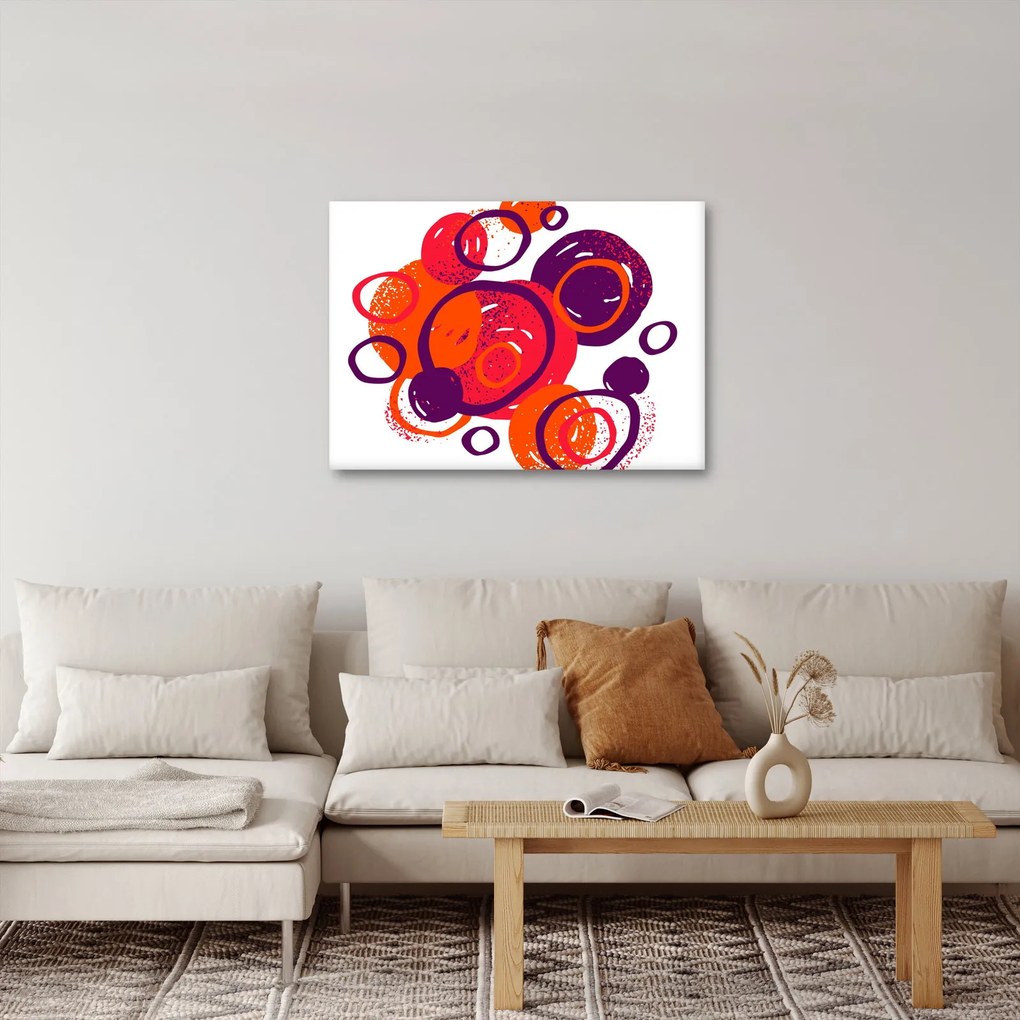 Obraz - Motyw z kółkami w ciepłych kolorach (70x50 cm)