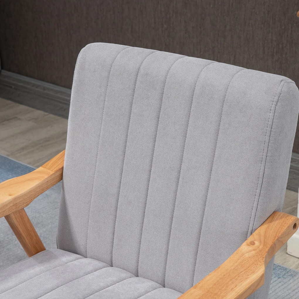 HOMCOM fotel uszak tapicerowany z podłokietnikami wygodny fotel do salonu jasnoszary relaksacyjny fotel | Aosom PL