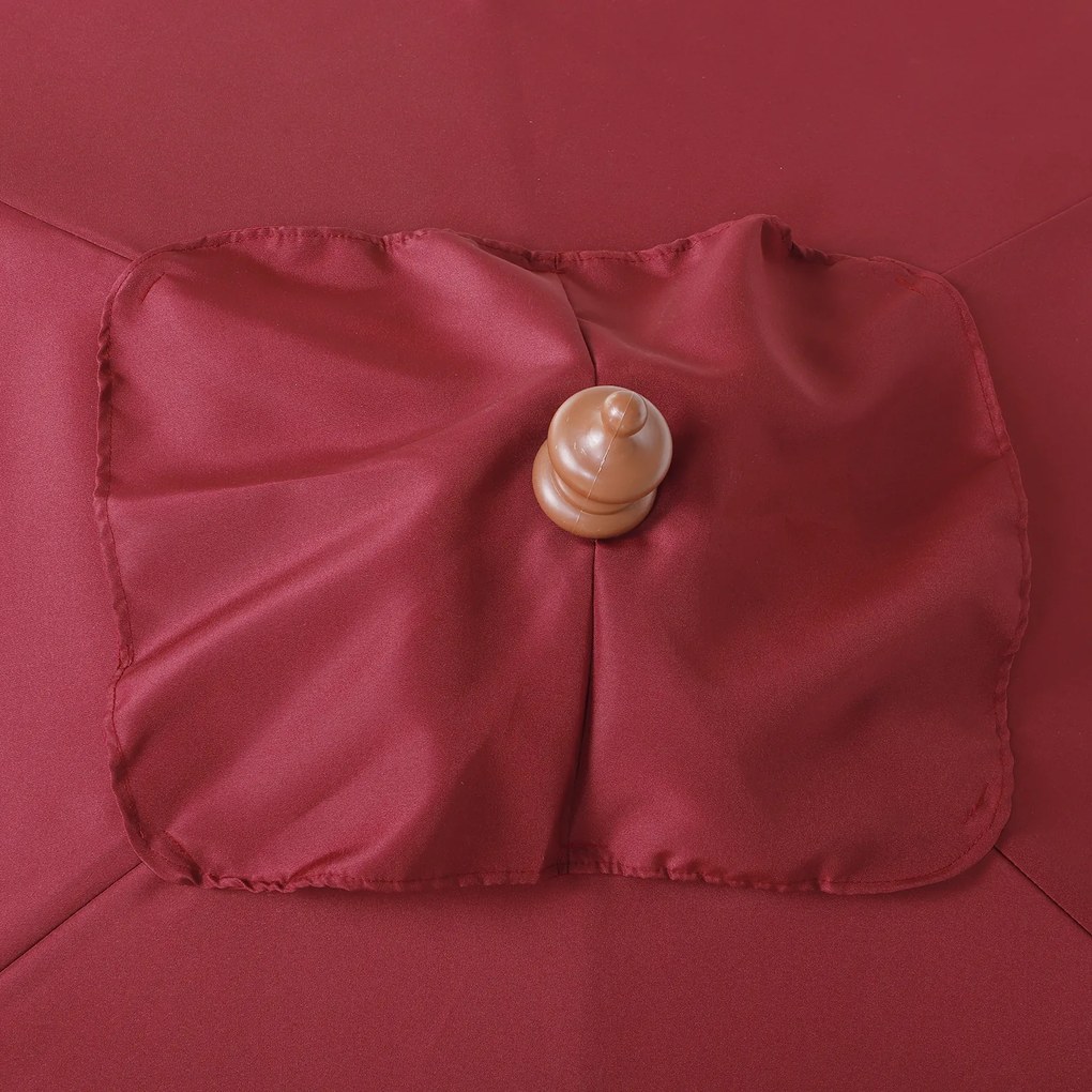 Outsunny Parasol Ogrodowy Zginany Czerwone Wino Drewno Poliester 3Stopniowa Regulacja 200x150x230cm | Aosom PL