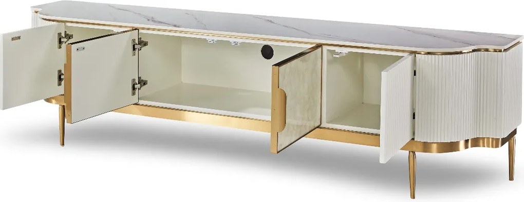 Szafka RTV glamour Stilig ST905C w kolorze ecru