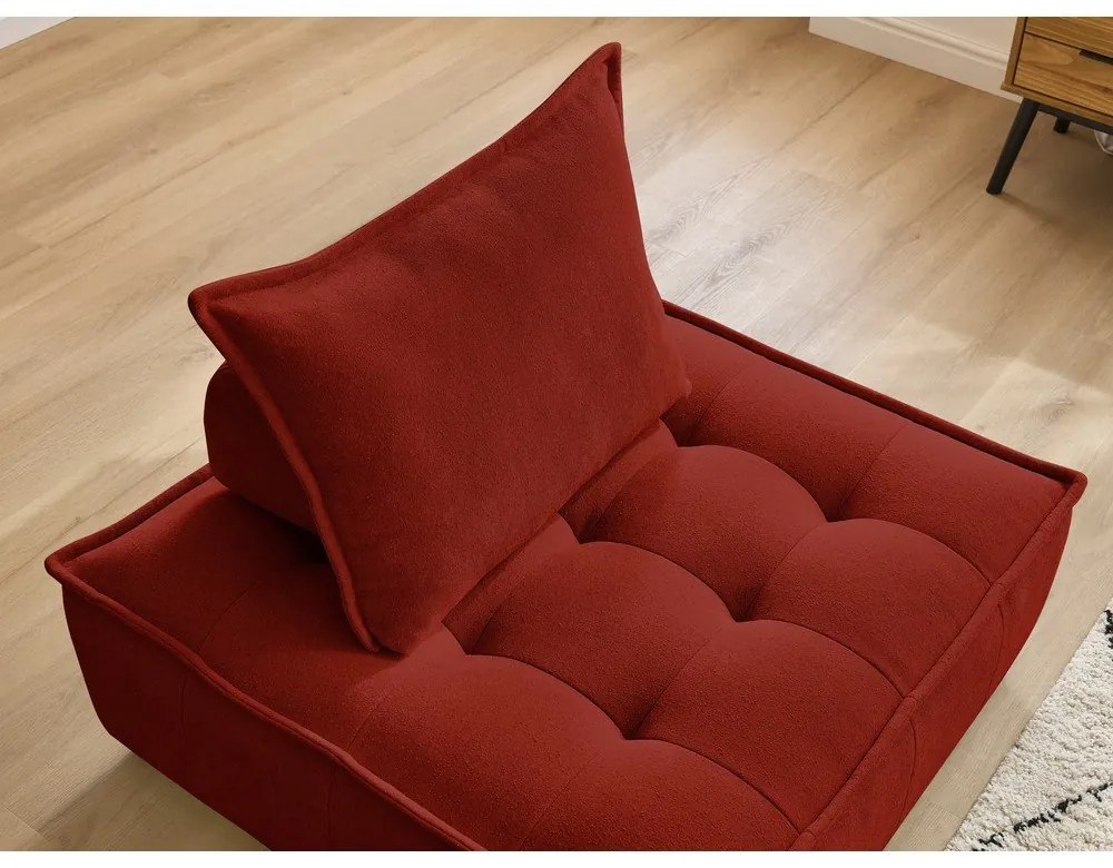 Ceglasty fotel z materiału bouclé Elisa – Bobochic Paris