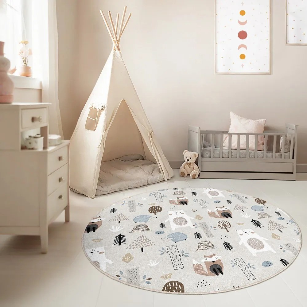 Dywan dziecięcy odpowiedni do prania ø100 cm Forest Friends – Mila Home