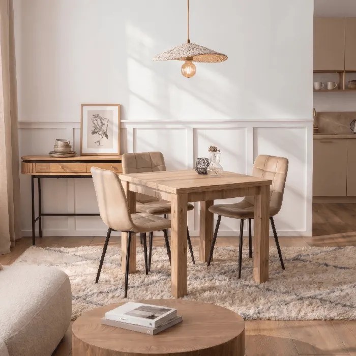 Stół Kwadratowy Rozkładany MAX 80-160 cm Dąb Artisan Nowoczesny Loft