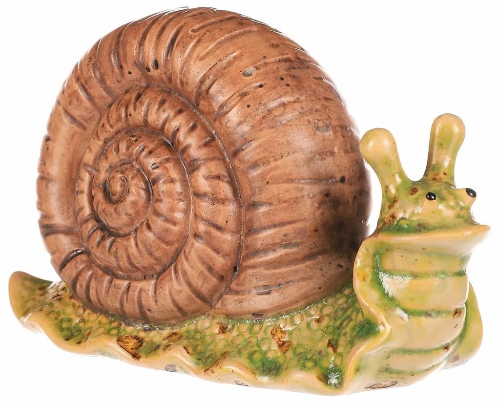 Ozdoba ogrodowa Ślimak jasnobrązowy, 16 x 7 x 10cm, ceramika