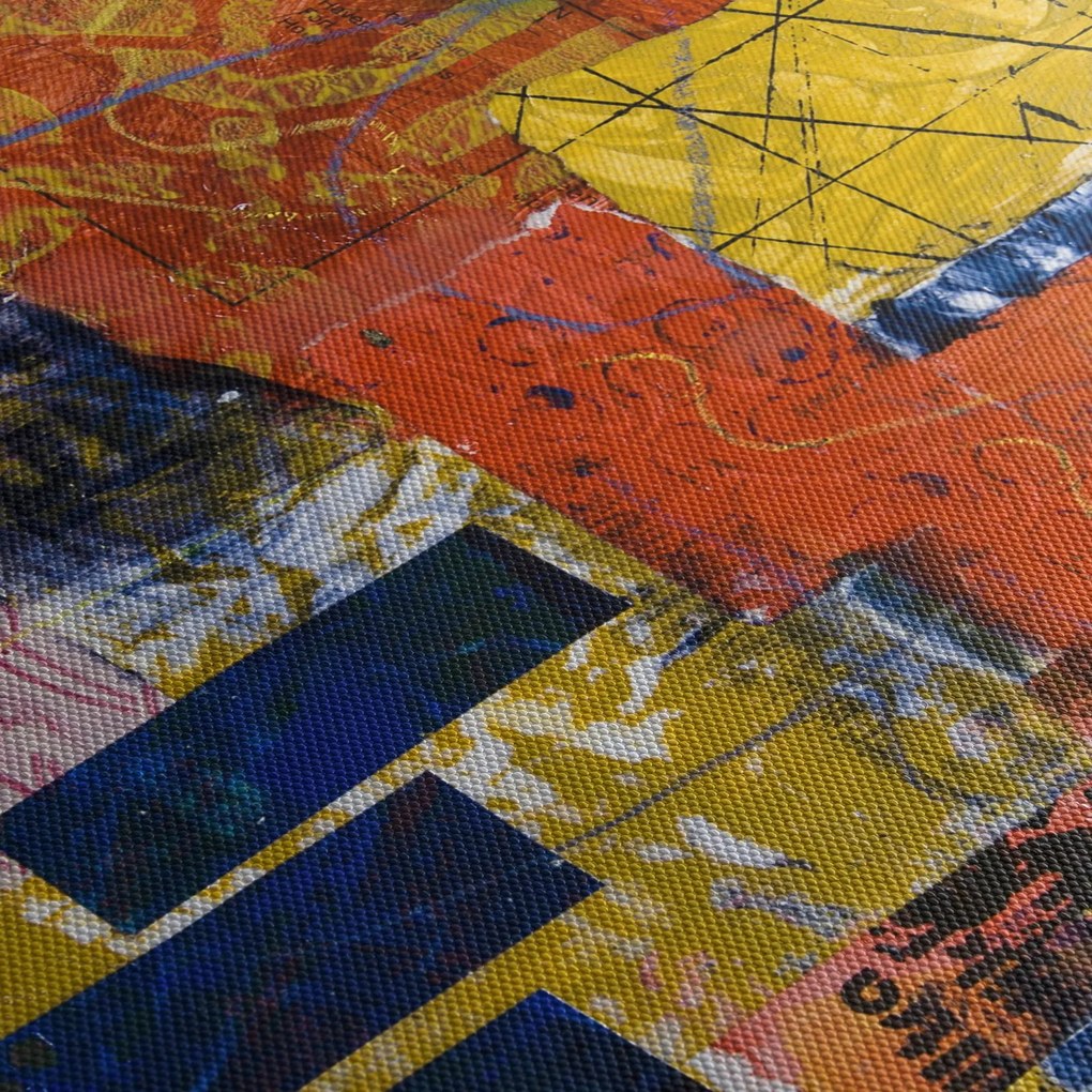 Obraz - Abstrakcja (z zegarem) (90x30 cm)