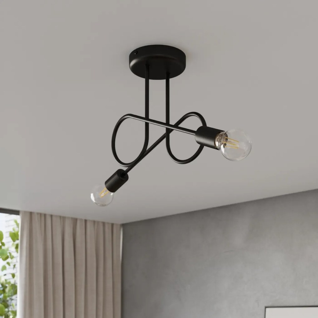 Żyrandol LOOP 2 czarny supeł SOLLUX  LIGHTING