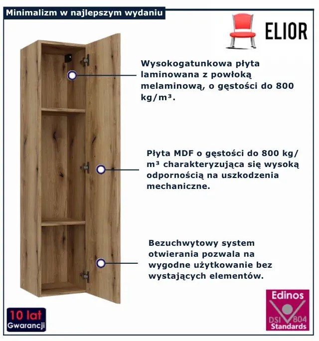 Ryflowana wisząca szafka lazienkowa dąb evoke M0-E65