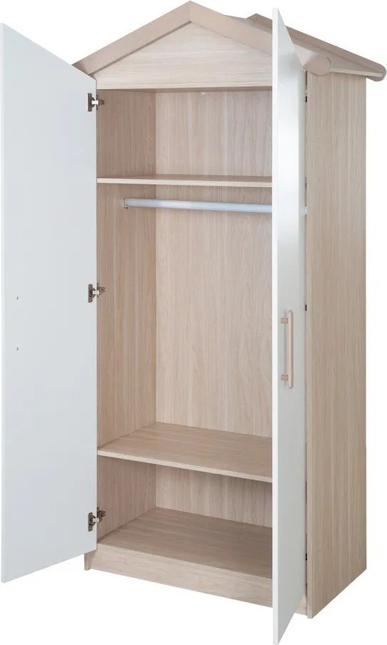 Biało-naturalna szafa dziecięca w dekorze dębu 96x190x50 cm Cabane – Roba