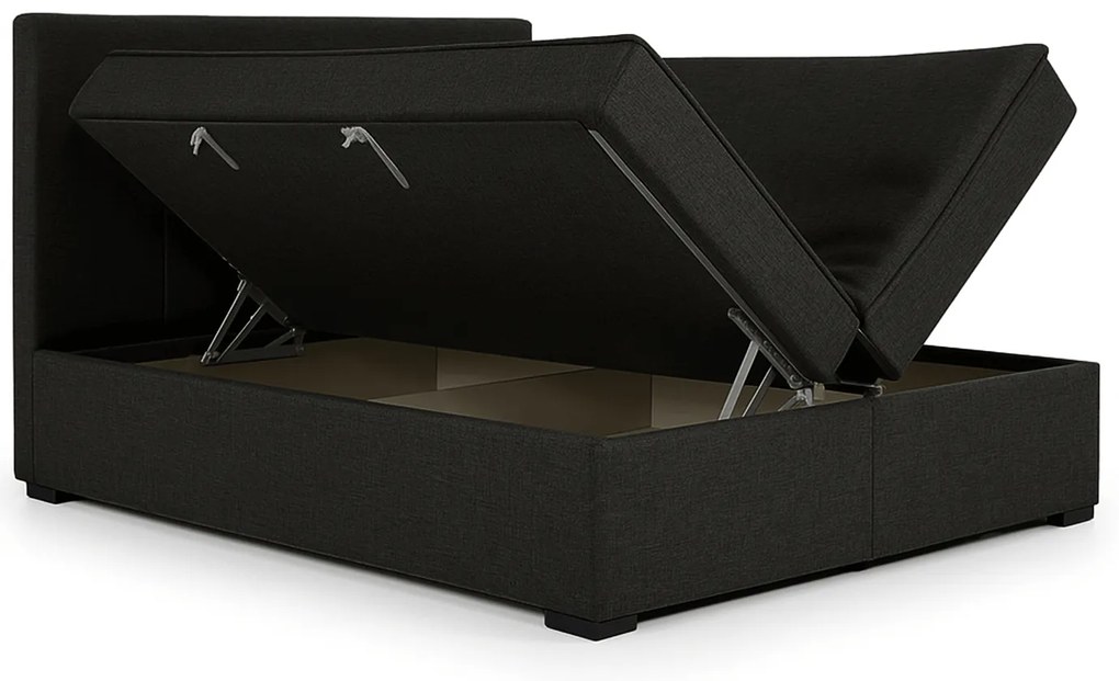 Łóżko Kontynentalne Tapicerowane BOLERO 160X200 z Pojemnikiem Czarne