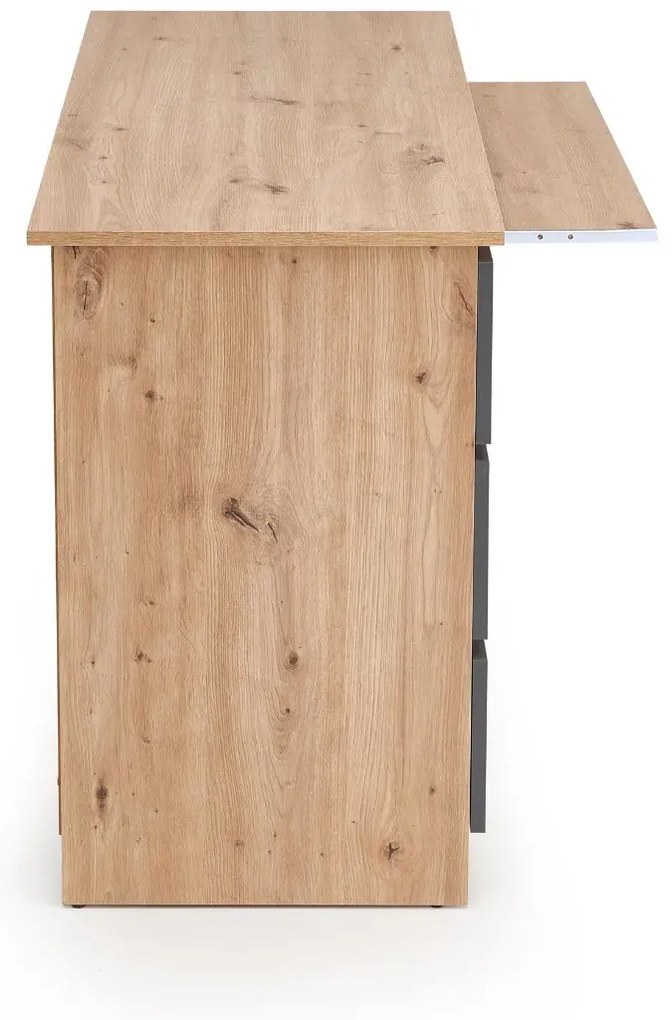Biurko CINO dąb artisan/grafitowe z szufladami HALMAR