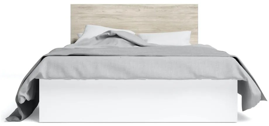 Białe łóżko dwuosobowe ze schowkiem i stelażem 160x200 cm Sahara – Marckeric