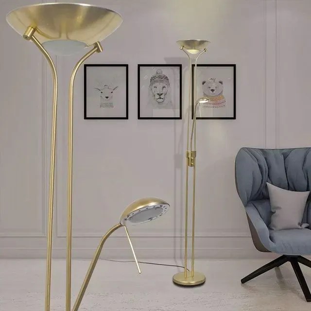 Złota lampa podłogowa LED dwupunktowa - 5X EX05 M5-R87