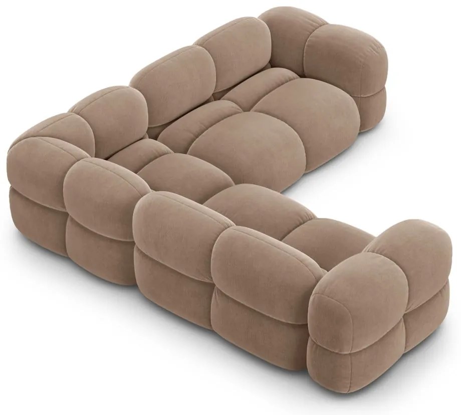 Brązowy aksamitny narożnik Loretto – Cosmopolitan Design