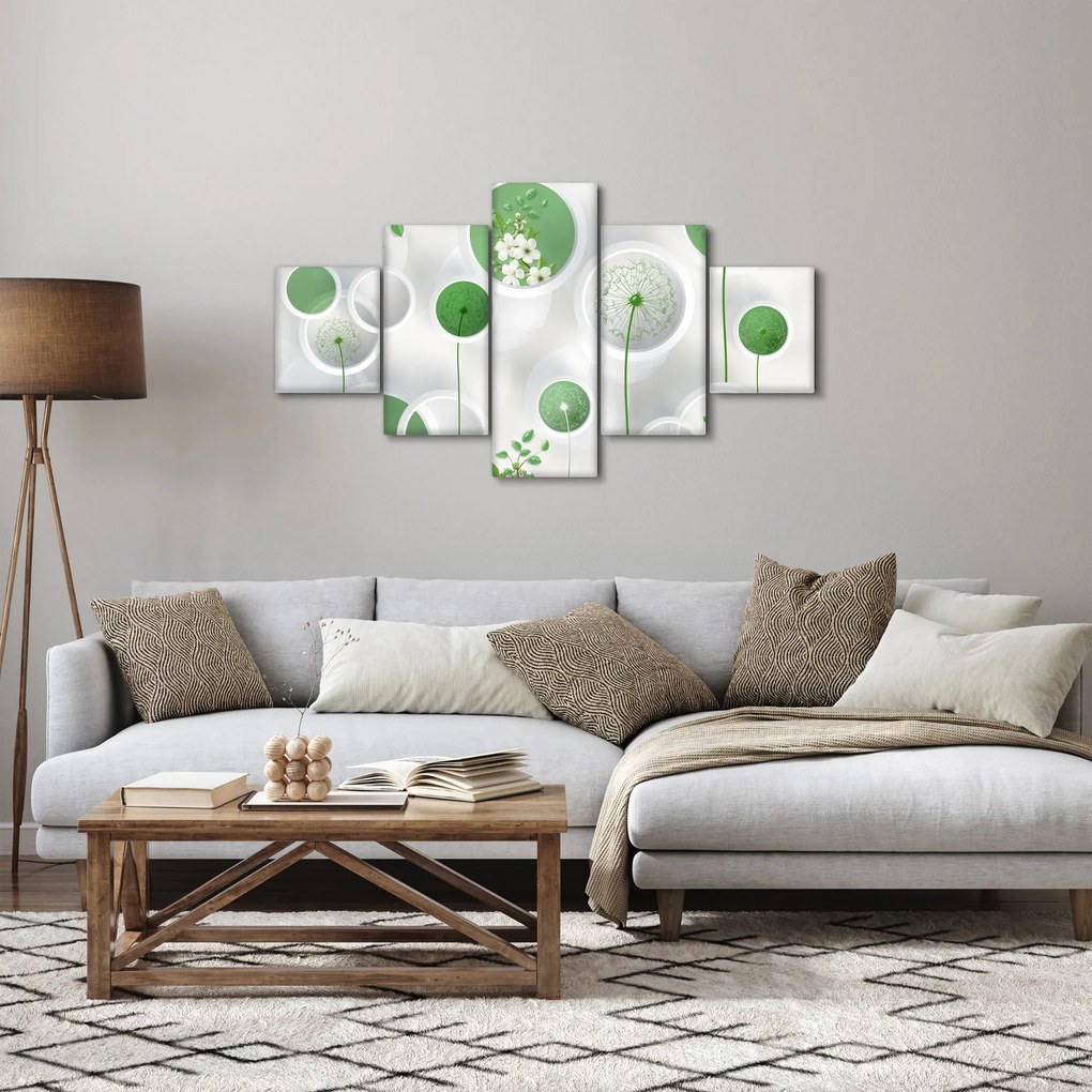 Obraz - Kwiaty w kółkach (125x70 cm)