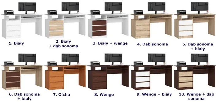 Nowoczesne biurko komputerowe wenge - Viviro 2X