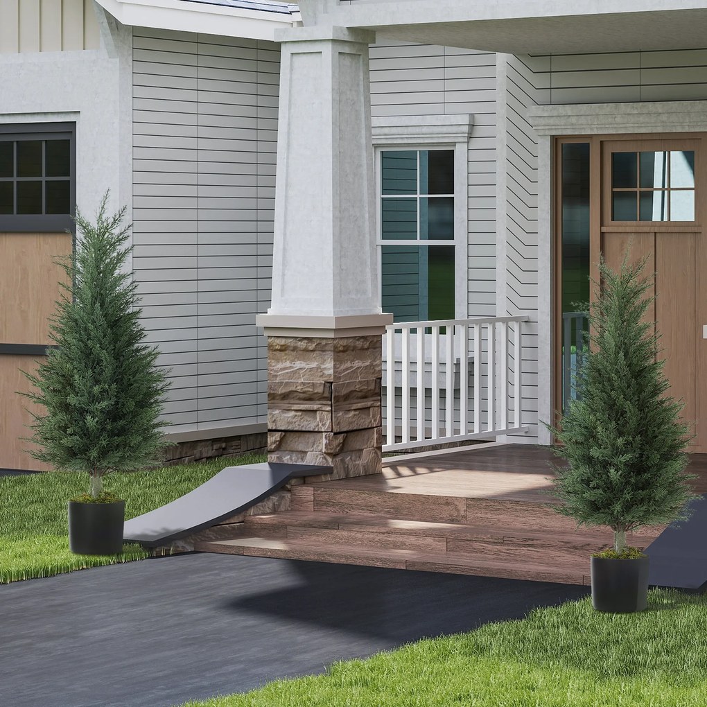 HOMCOM 2-częściowy zestaw sztucznych cyprysów, 362 plastikowe liście, doniczka, odporny na UV, zielony | Aosom PL