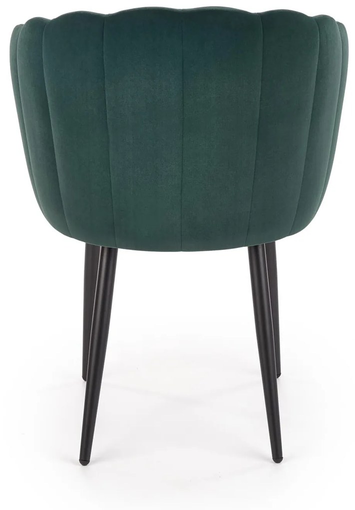 L386 krzesło ciemny zielony, muszla, tapicerowane, velvet, glamour