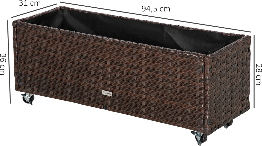 Outsunny Łóżko Podwyższone Rattanowe Kawowy Brąz 94 5x31x36cm Idealne do Ogrodu | Aosom PL