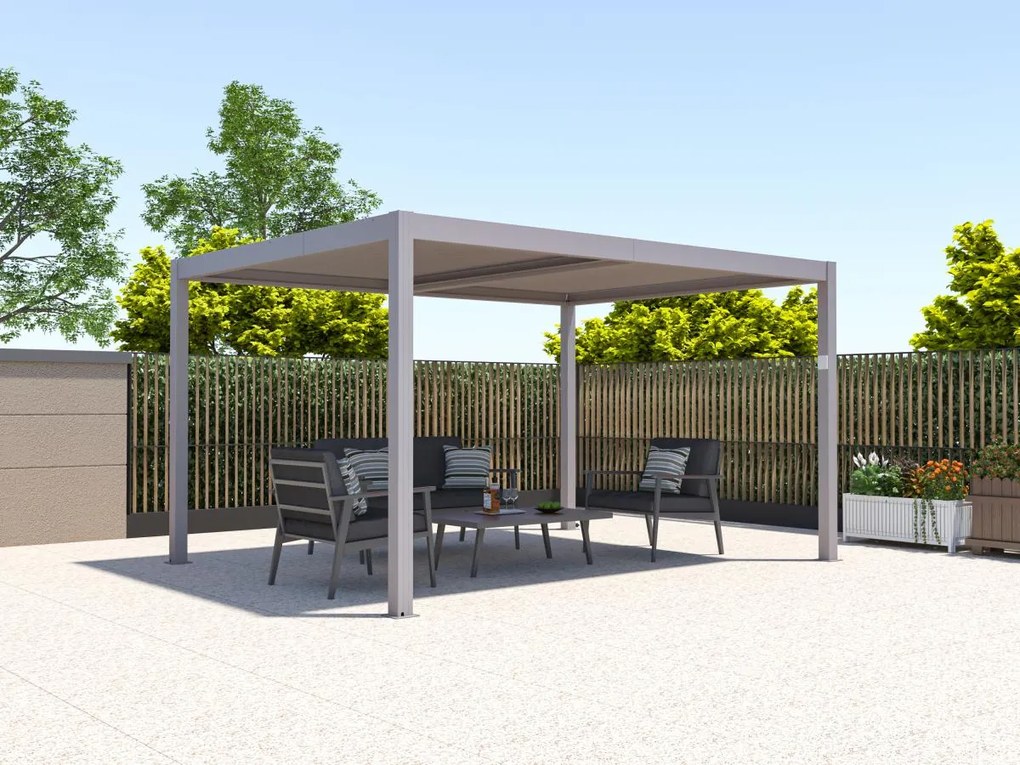 Pergola bioklimatyczna wolnostojąca elektryczna taupe z aluminium z otwieranym dachem 12 m² - AMADORA