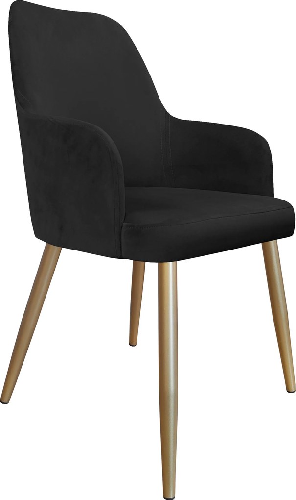 Krzesło WESTA tkanina Welur noga metalowa elegancki styl loftowy : Kolor nogi - Złota stożek, Kolor tkaniny - VELVET - MG19, Typ siedziska - Siedzisko stałe