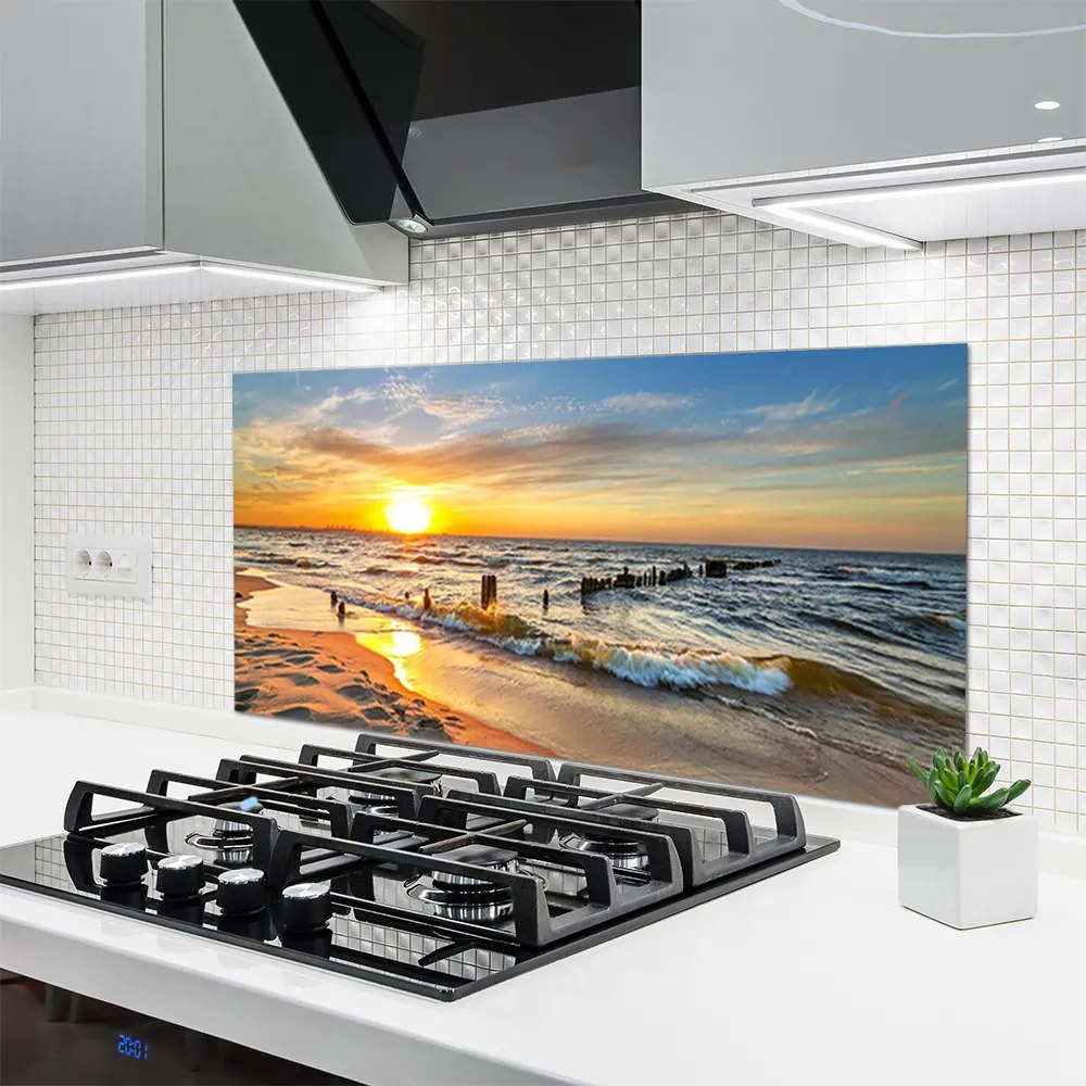 Panel Szklany Wieczór na Piaszczystej Plaży