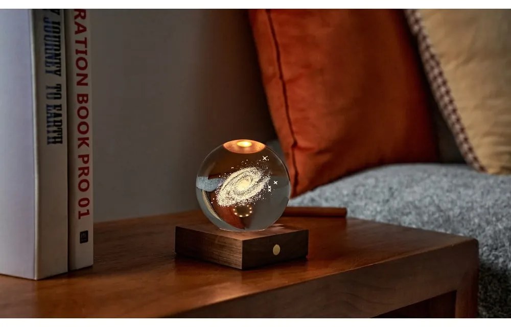 Ciemnobrązowa lampa stołowa ze ściemniaczem i szklanym kloszem (wys. 12 cm) Amber – Gingko