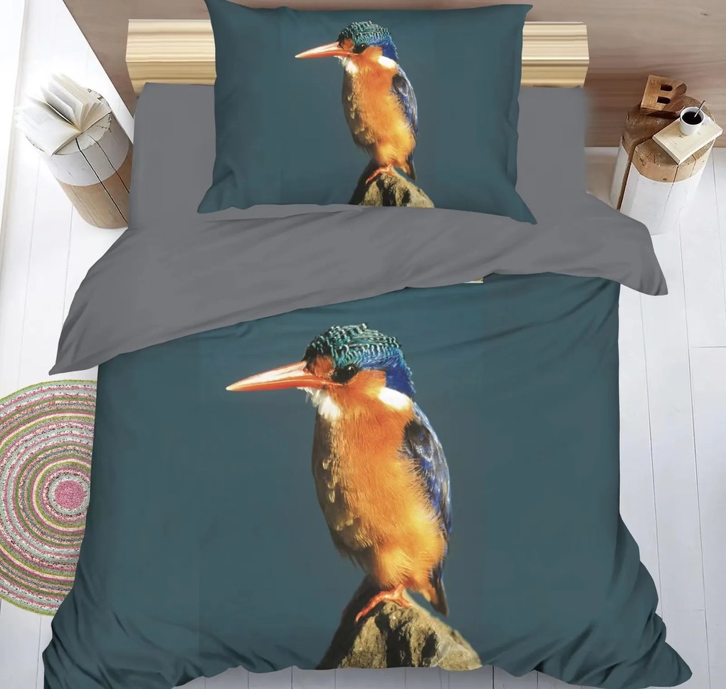 PrzytulneMieszkanie.pl PrzytulneMieszkanie.pl 3D pościel z mikropluszu LEDŇÁČEK niebieskoszare Rozmiar pościeli: 70 x 90 cm | 140 x 200 cm