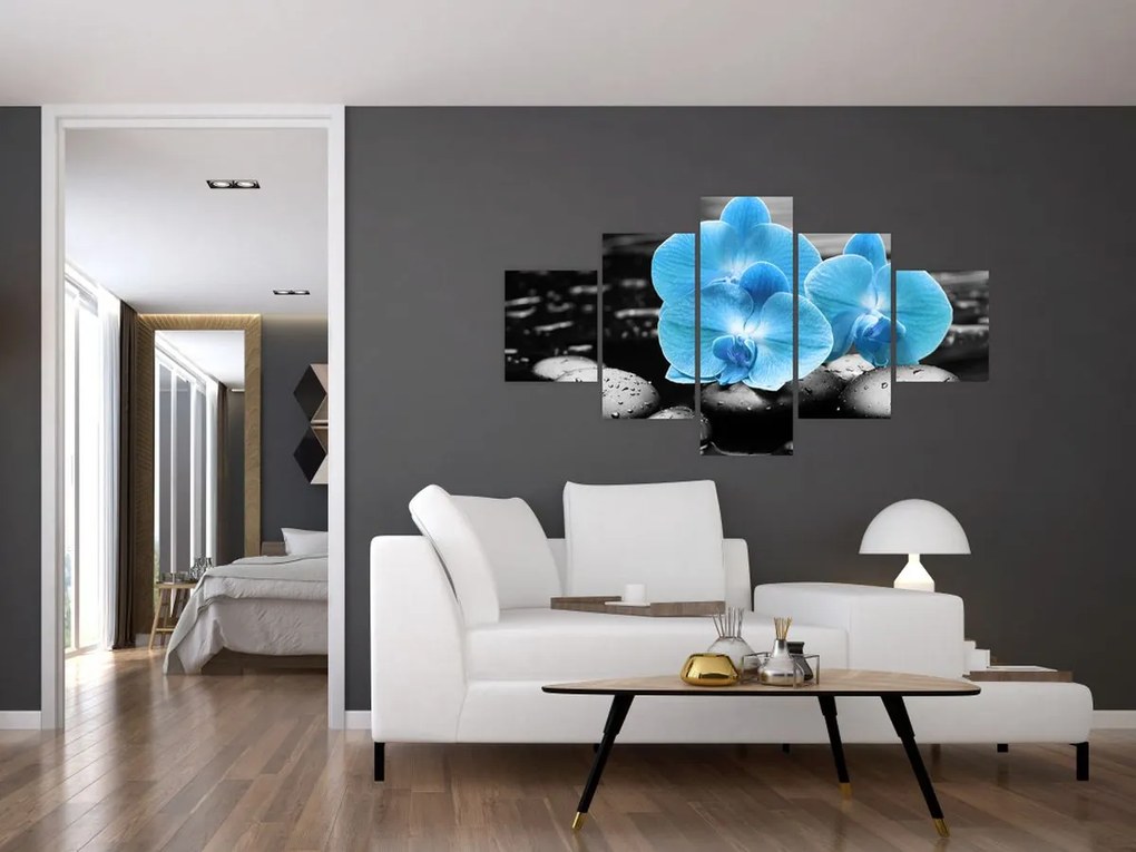 Obraz - Niebieska Orchidea (125x70 cm)