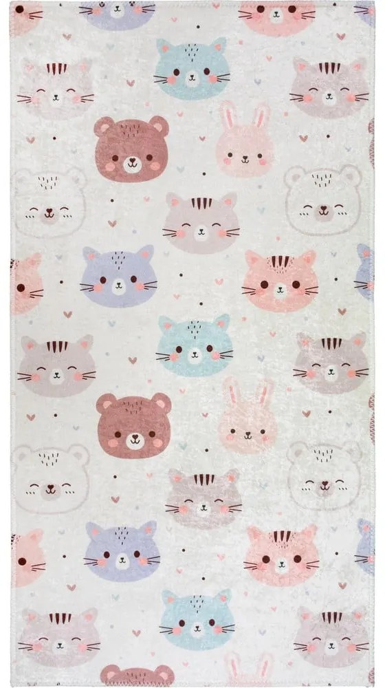 Dywan dziecięcy odpowiedni do prania w kolorze kości słoniowej 60x100 cm Cute Animals – Vitaus
