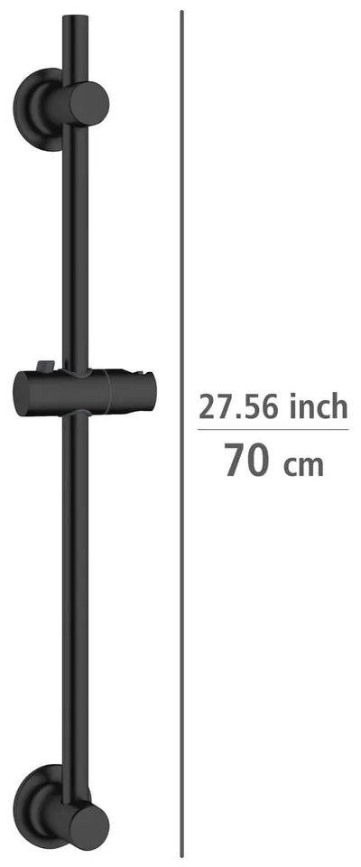 Czarny samoprzylepny drążek prysznicowy na słuchawkę ze stali nierdzewnej 70 cm – Wenko