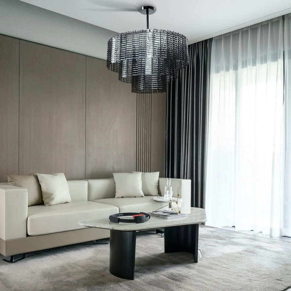 LAMPA SUFITOWA WISZĄCA APP1678-8CP SZARA