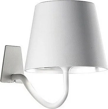 Biała lampa ścienna LED Poldina, z możliwością ładowania i ściemniania, z czasem pracy na baterii do 12 godzin.