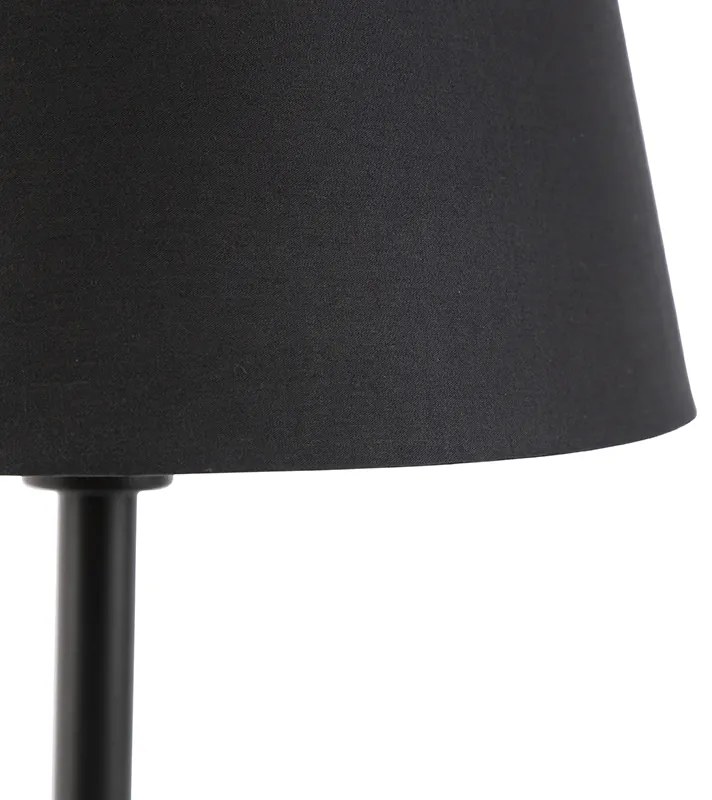 Klasyczna lampa stołowa czarna z czarnym kloszem 32 cm - Simplo klasyczny/Antyczny Oswietlenie wewnetrzne